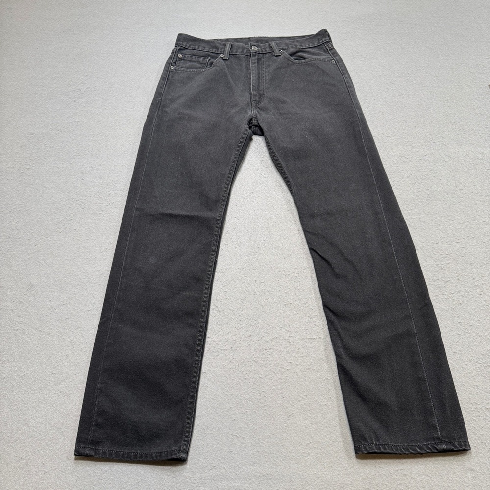 Levi's 505 Jeans Men's 33x32 Black Faded Denim Straight Leg Cotton High Rise
